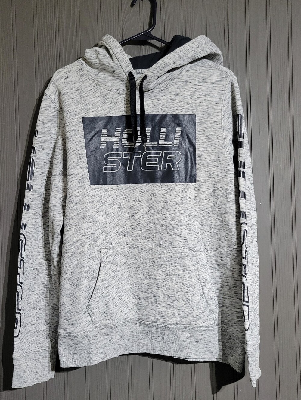 Hollister Long Sleeve Hooded Sweatshirt Pullover Marbled Gray Men's Medium